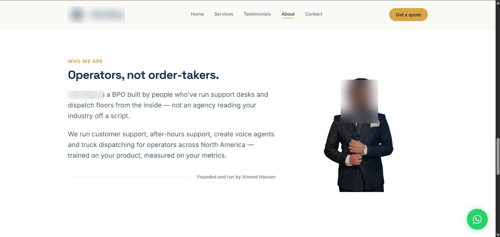 Talk Ninja BPO platform webpage displaying features