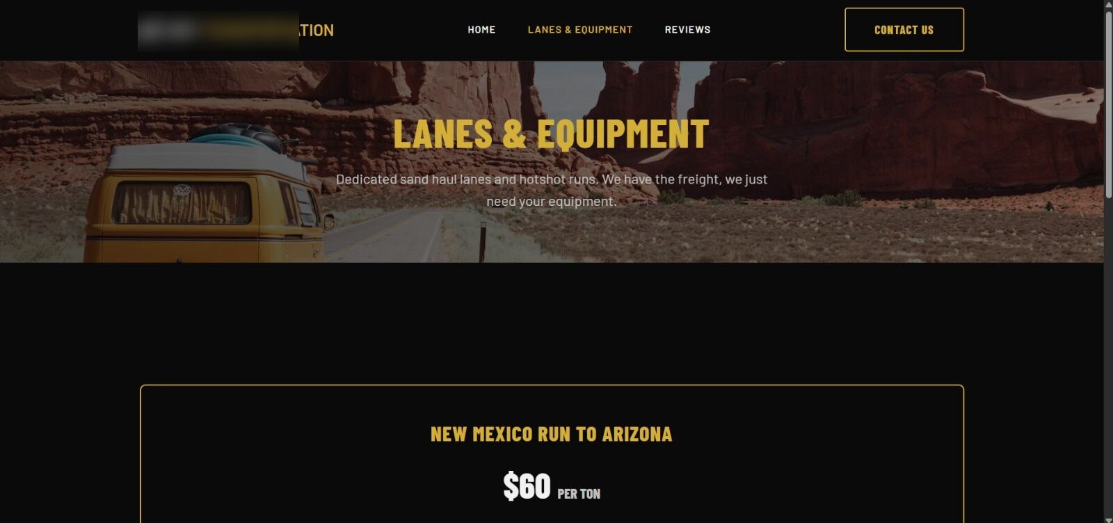 AGM Transportation platform concept webpage display